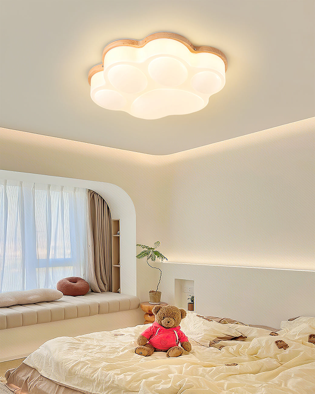 KittyLuxe - Lámpara de Techo con Diseño de Patita de Gato Juguetona y Brillo Sutil