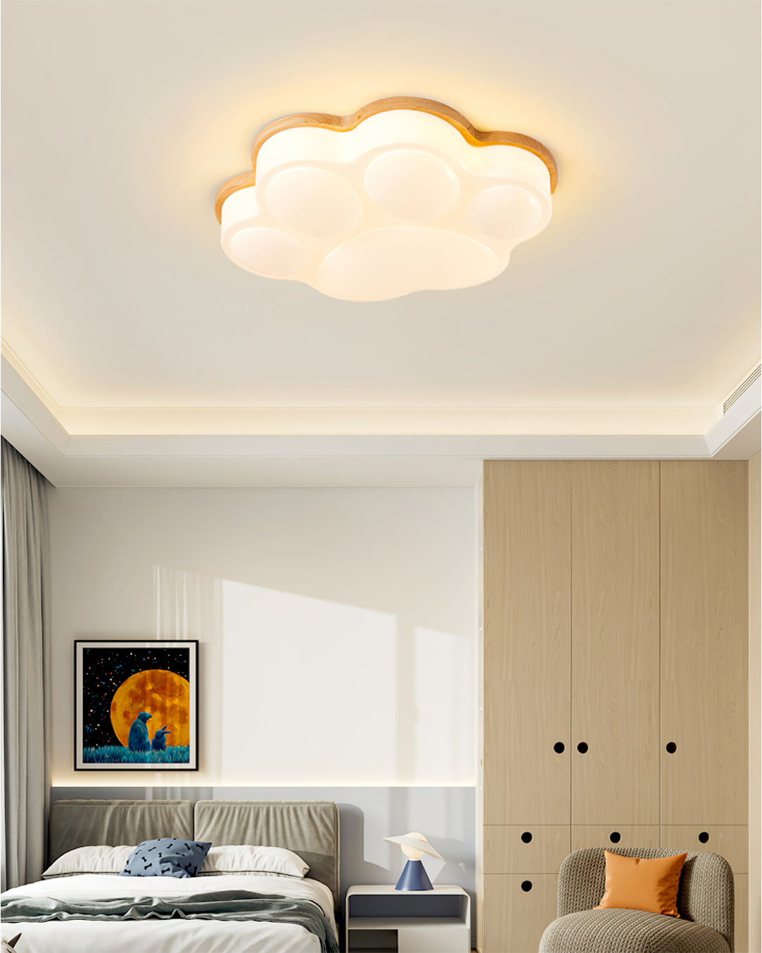 KittyLuxe - Lámpara de Techo con Diseño de Patita de Gato Juguetona y Brillo Sutil