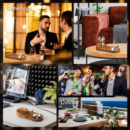 CedarWood | Luxurious Elegant Cigar Ashtray with Whiskey Glass Tray 7