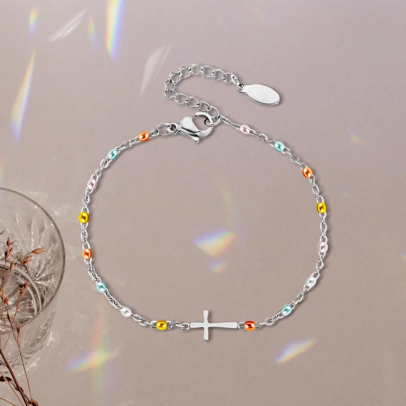 CelestialCross | Elegant Adjustable Silver Friendship Bracelet 1