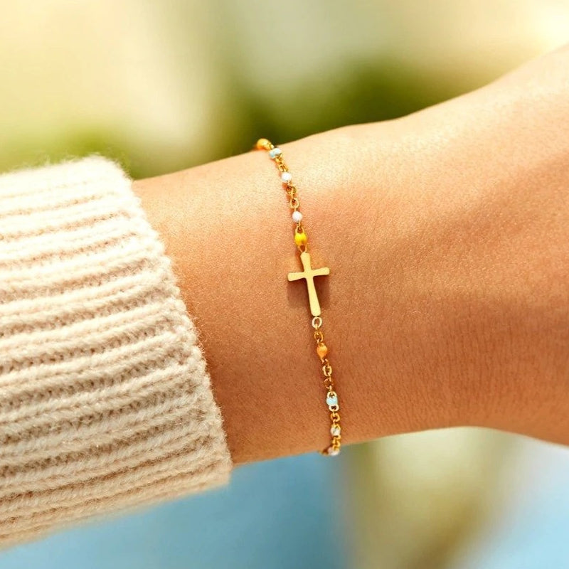 CelestialCross | Elegant Adjustable Silver Friendship Bracelet 5