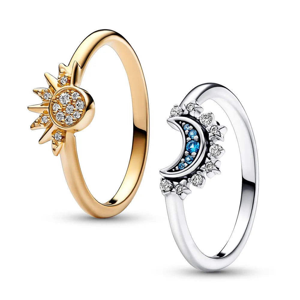 CelestialGlow | Stunning Silver Statement Ring with Sun and Moon Design 1