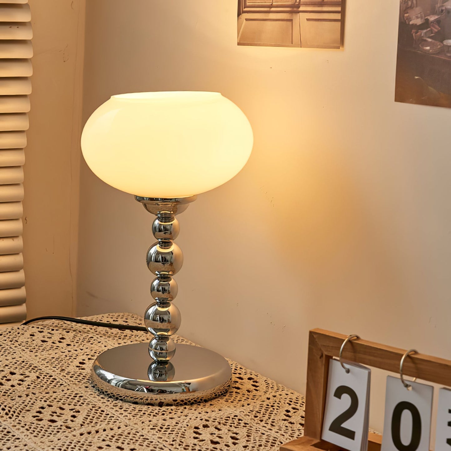 OrbitLume – Stylish Space-Age Glass and Chrome Table Lamp