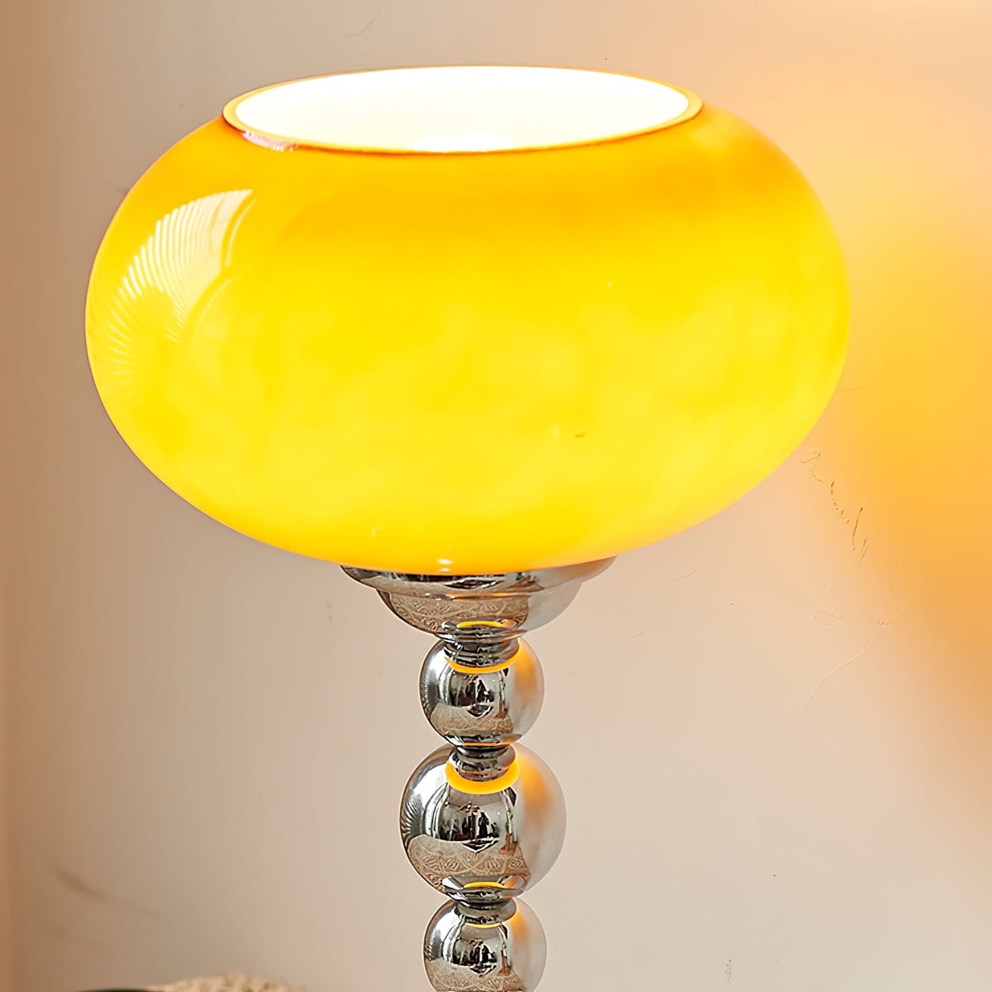 OrbitLume – Stylish Space-Age Glass and Chrome Table Lamp