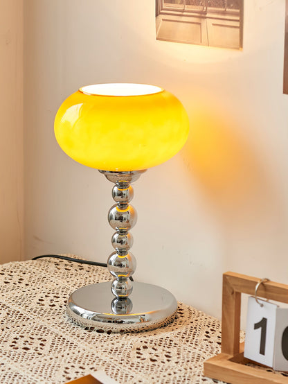 OrbitLume – Stylish Space-Age Glass and Chrome Table Lamp