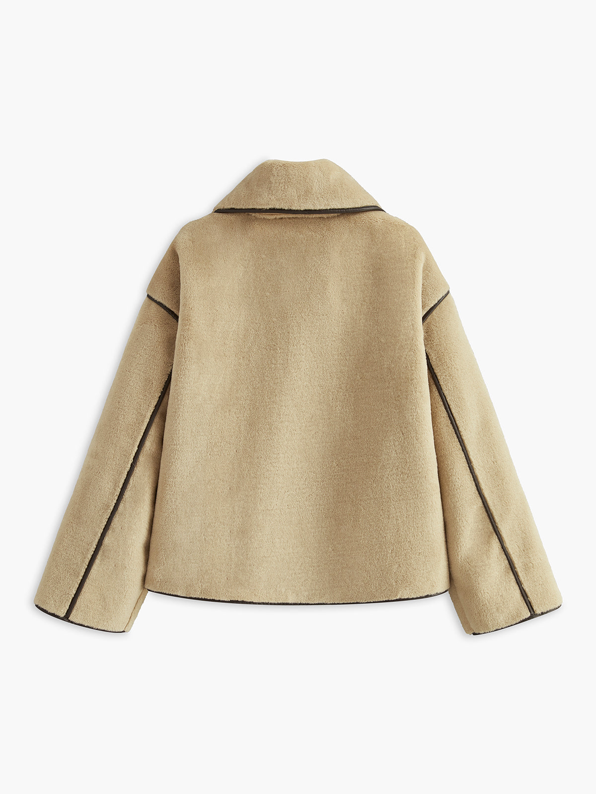 Contrast Piping Shift Minky Coat 8