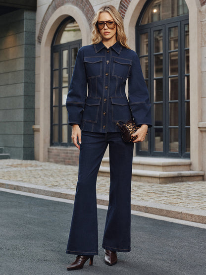 Contrast Stitching Denim Jacket 2