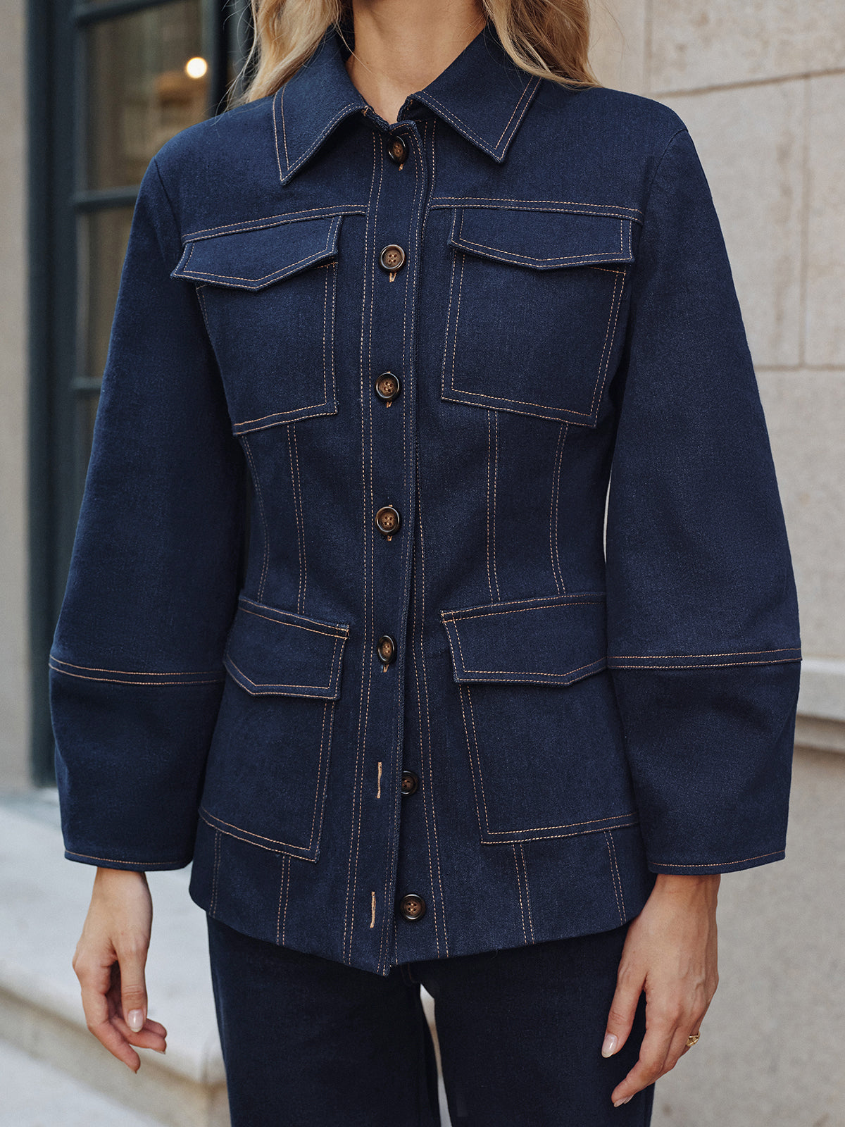 Contrast Stitching Denim Jacket 4