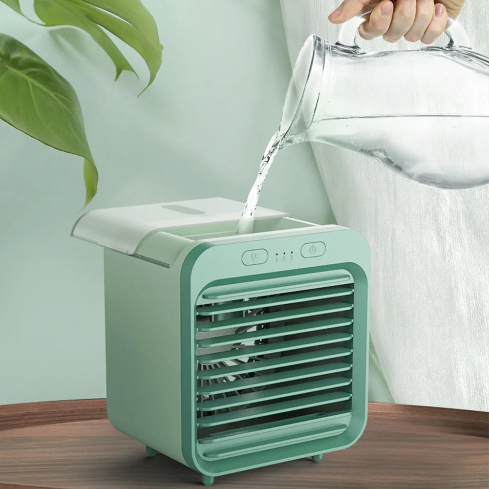 Coolivio Mini Aircooler | Portable 3-in-1 USB fan with air humidification & cooling function | 3 levels | 2500mAh battery | For office, travel & at home 1