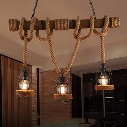 TimberGlow - Retro Wooden Ceiling Light