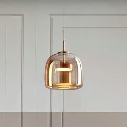 GoldenGlow - Retro Gold LED Pendant Lights in Glass