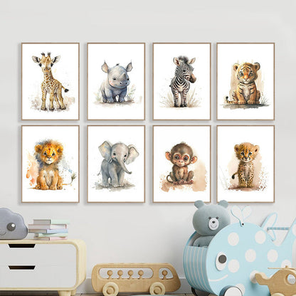 WildWhimsy – Set of 8 Cute Animal Posters for Lively Spaces