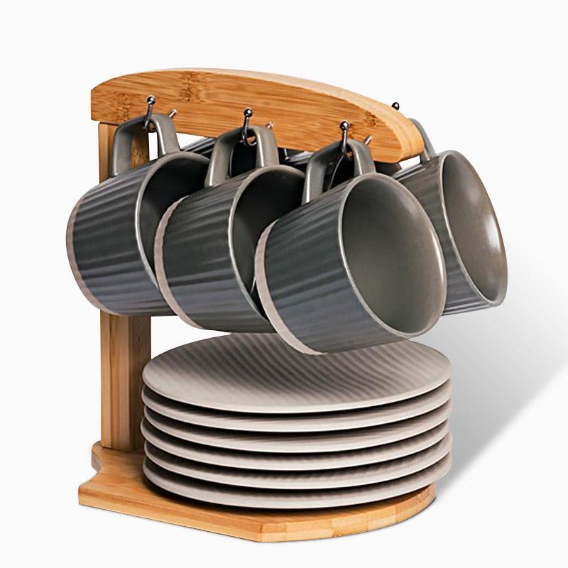 PureStone - Elegancki Zestaw Kubków do Kawy w Szaro-Białym