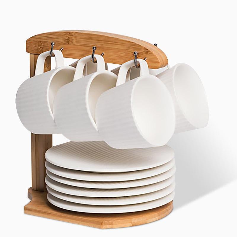 PureStone - Elegancki Zestaw Kubków do Kawy w Szaro-Białym