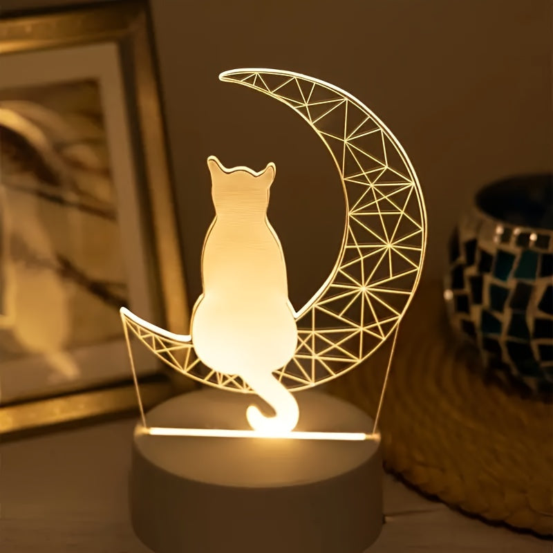 LunaCat - Lámpara Nocturna 3D con Diseño de Luna
