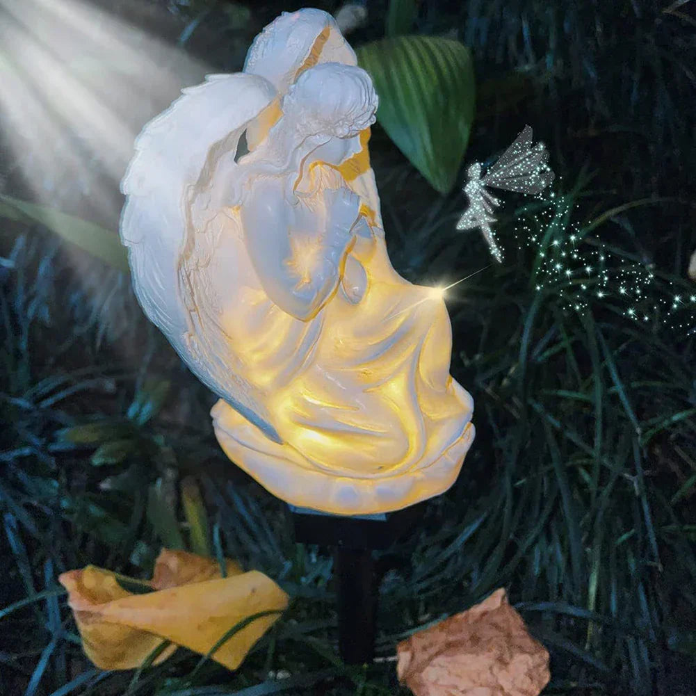 Celestial Resin Angel Lamp - Solar-Powered LED Outdoor Light for Serenity-4