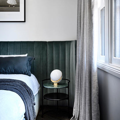 LuxeMoonbeam - Table Lamp with Unique Crescent Design and Cozy Radiance