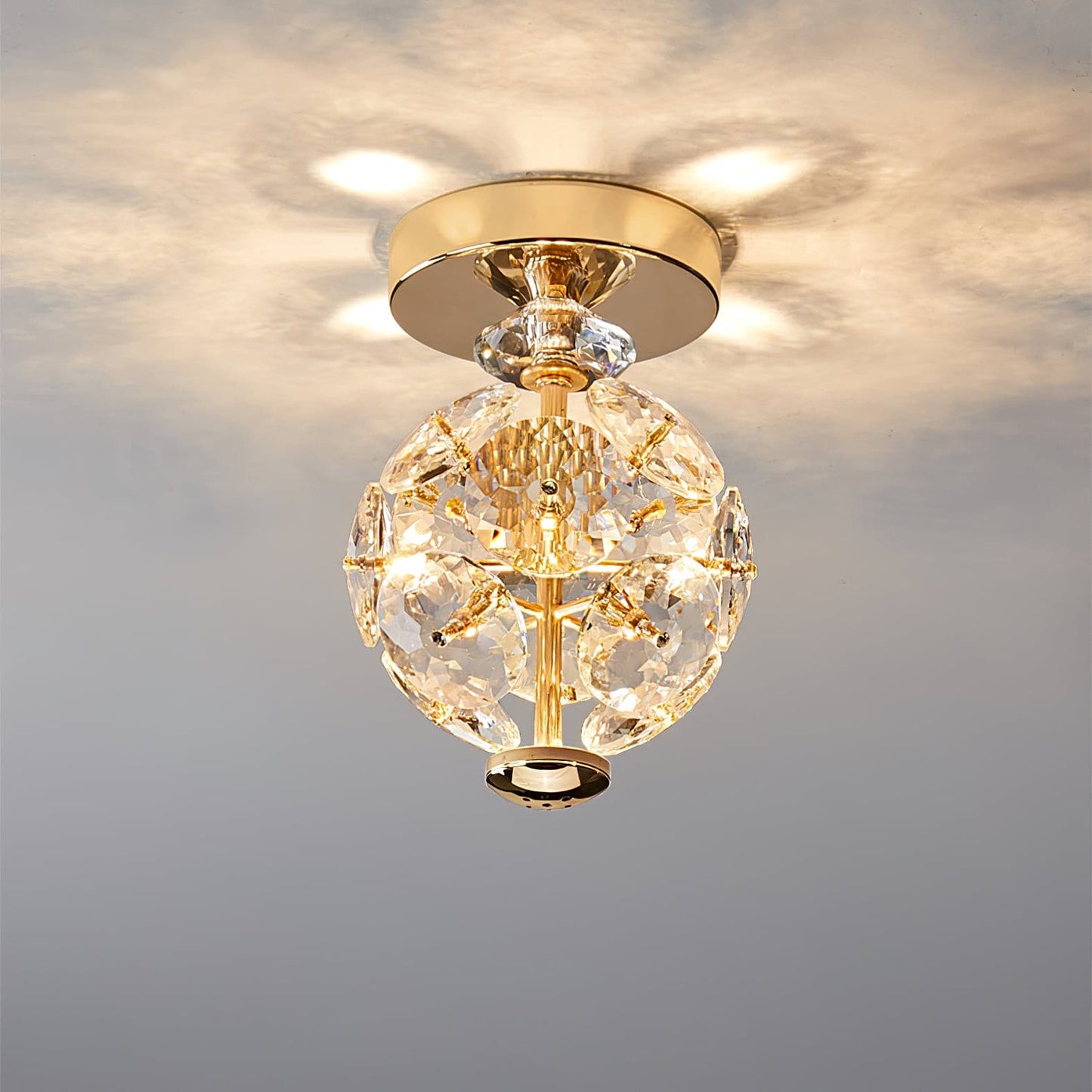 CrystalGlobe - Lampe de plafond avec sphère en cristal poli et design classique