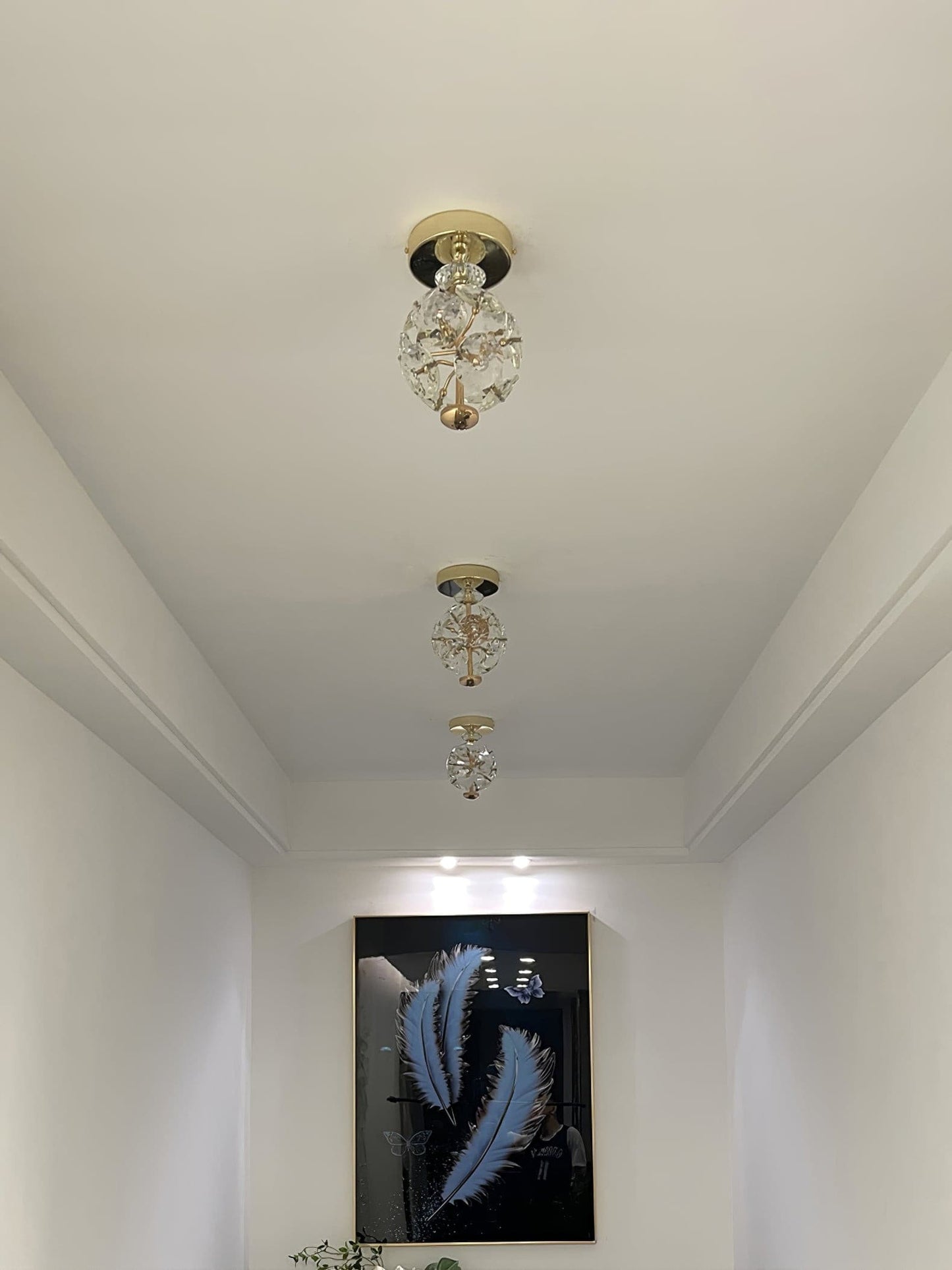 CrystalGlobe - Lampe de plafond avec sphère en cristal poli et design classique