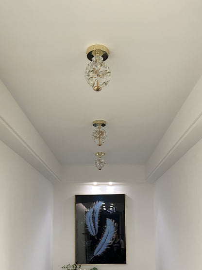 CrystalGlobe - Lampe de plafond avec sphère en cristal poli et design classique