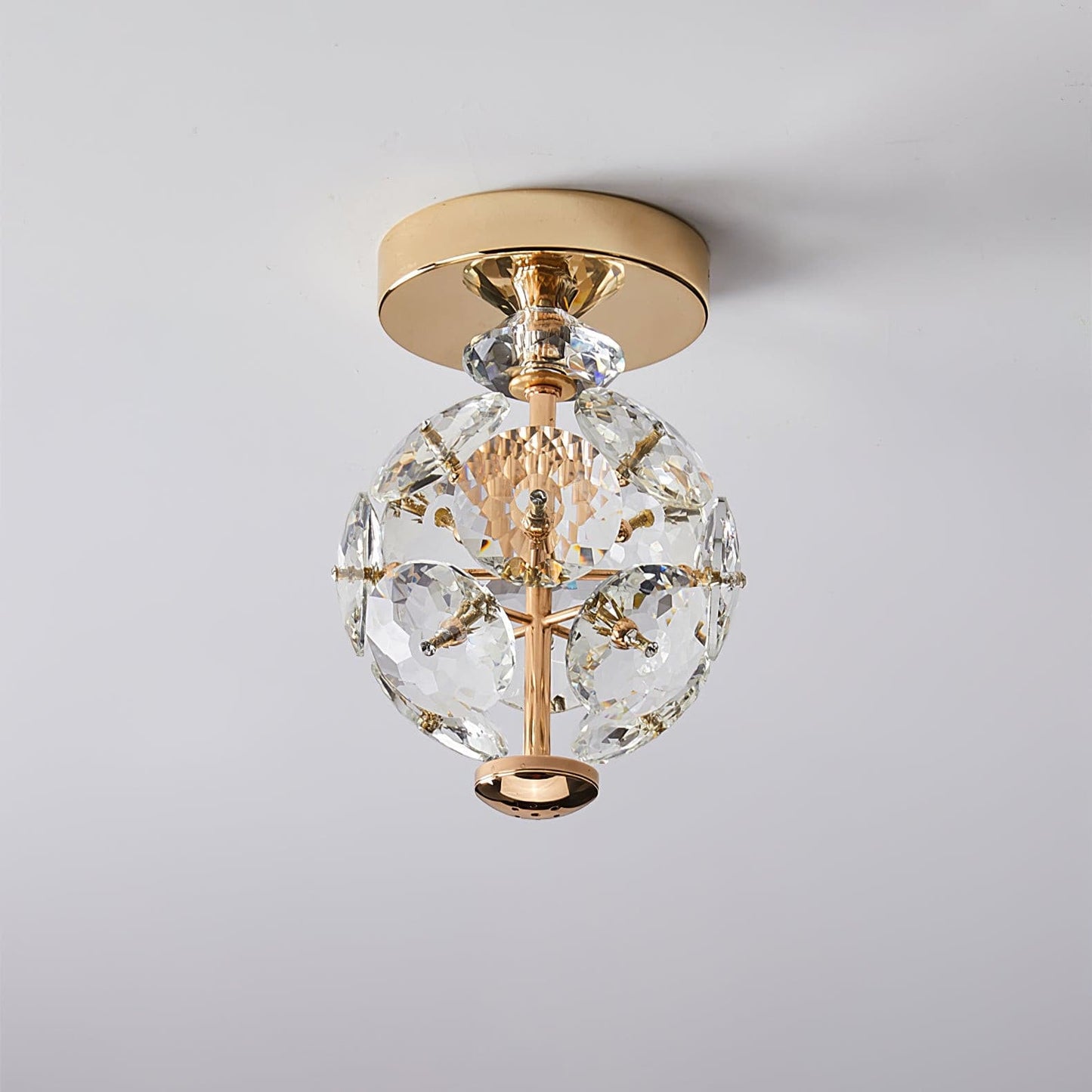 CrystalGlobe - Lampe de plafond avec sphère en cristal poli et design classique