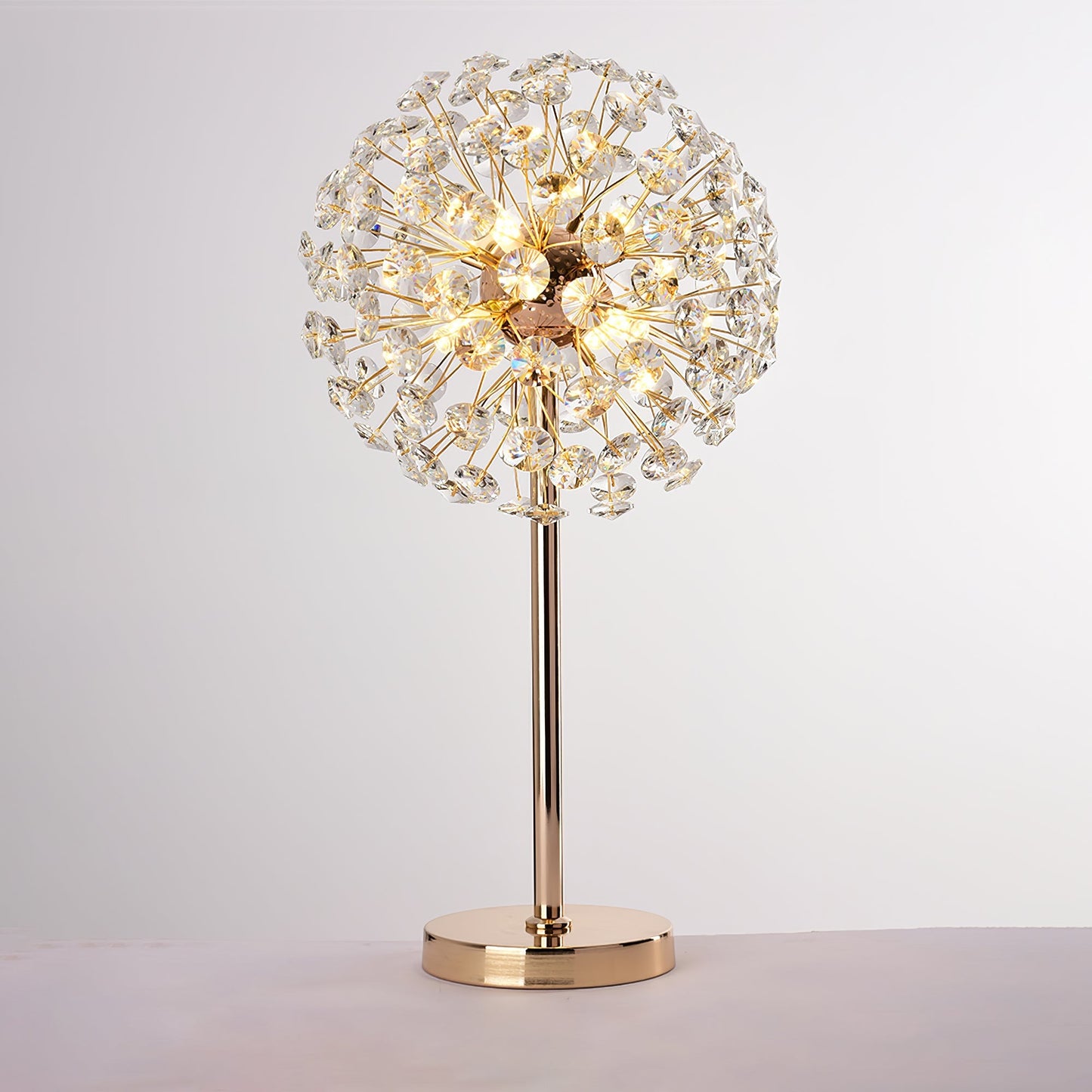BloomSphere – Lámpara de Mesa de Cristal de Diente de León Elegante