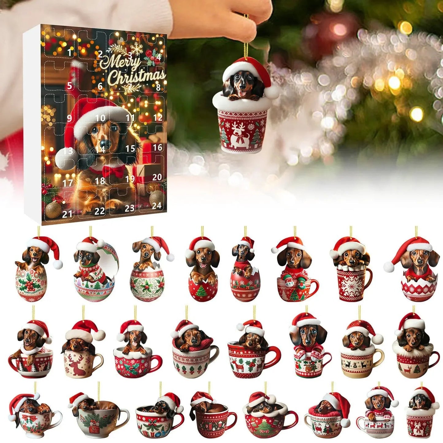 Dachshund Charm | Festive Playful Acrylic Advent Calendar for Holiday Countdown 4