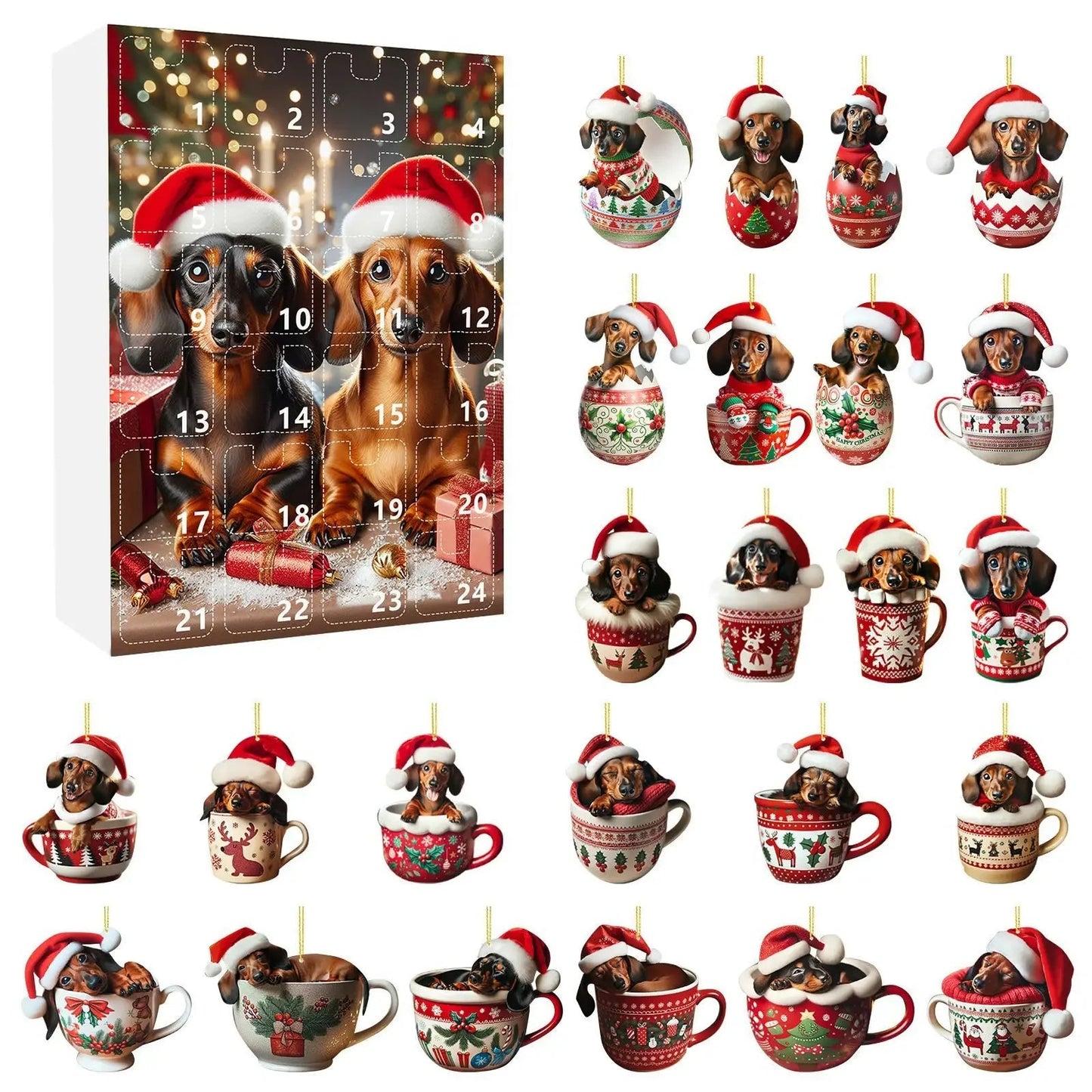 Dachshund Charm | Festive Playful Acrylic Advent Calendar for Holiday Countdown 7