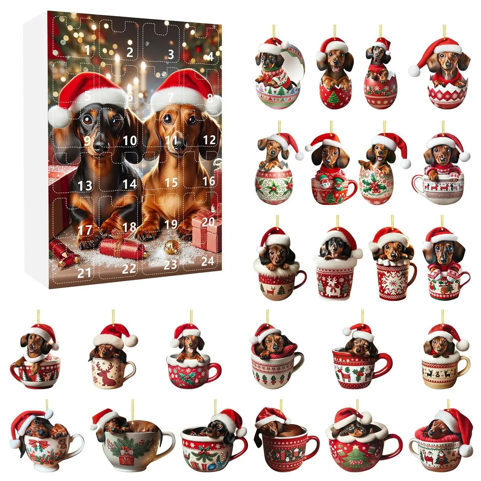 Dachshund Charm | Festive Playful Acrylic Advent Calendar for Holiday Countdown 7