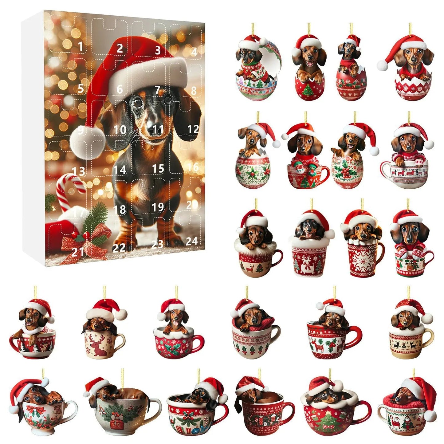Dachshund Charm | Festive Playful Acrylic Advent Calendar for Holiday Countdown 9
