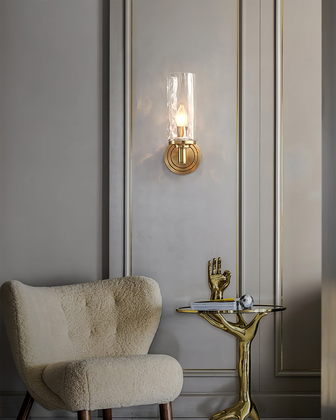 GoldenLume – Elegant Glass Wall Light for Luxurious Ambience