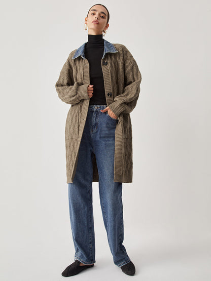 Diamond Stitch Knitting Longline Cardigan 3