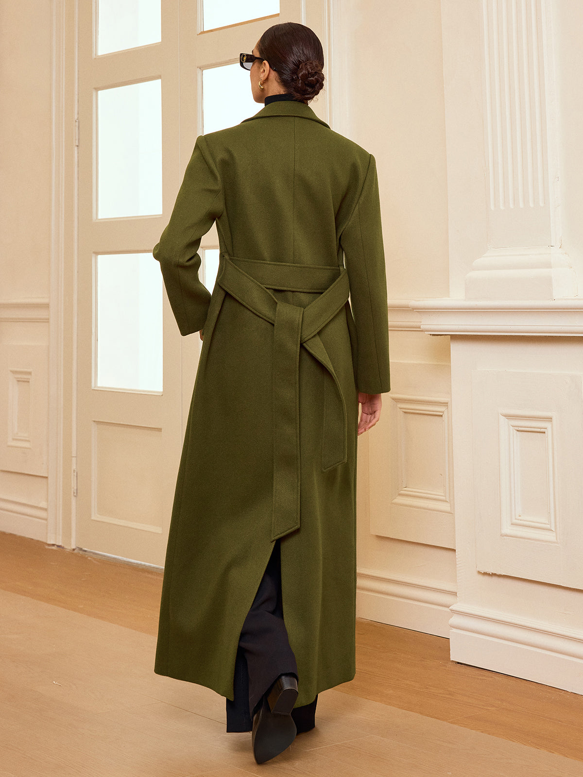 Double-Breasted Belted Long Coat 5