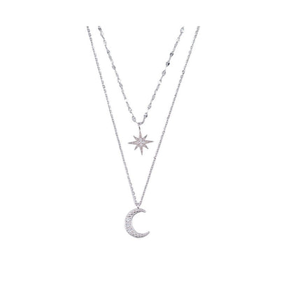 Double moon | Double necklace moon light silver 1