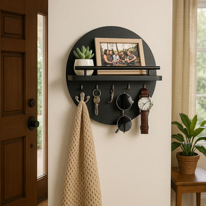 EcoWood | Stylish Sustainable Round Wall Key Holder Organizer 1