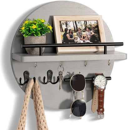 EcoWood | Stylish Sustainable Round Wall Key Holder Organizer 7