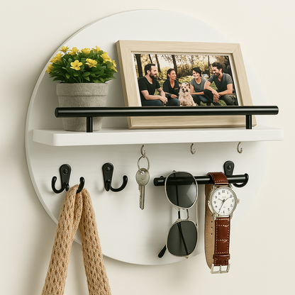 EcoWood | Stylish Sustainable Round Wall Key Holder Organizer 9
