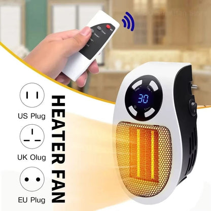Electric Space Heater Plug-In Mini Wall Heater Remote Control 3