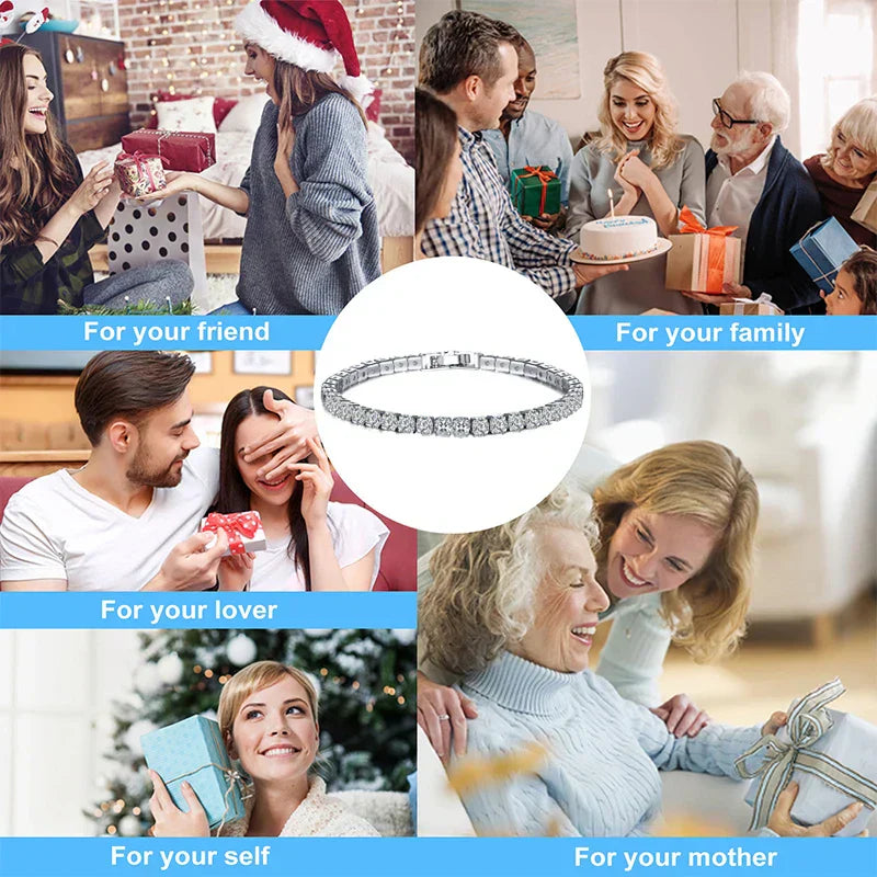 EleganceSparkle | Chic Dazzling Sterling Silver Tennis Bracelet for Women 7