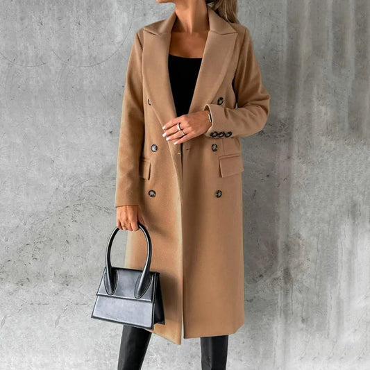 Elena | Stylish Tailored Long Trench Coat with Button Cuffs for Women 0