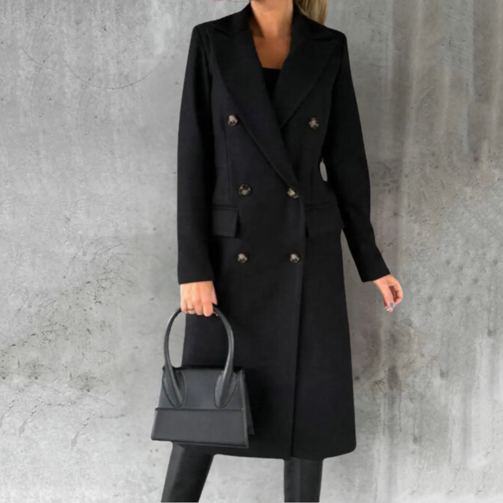 Elena | Stylish Tailored Long Trench Coat with Button Cuffs for Women 3