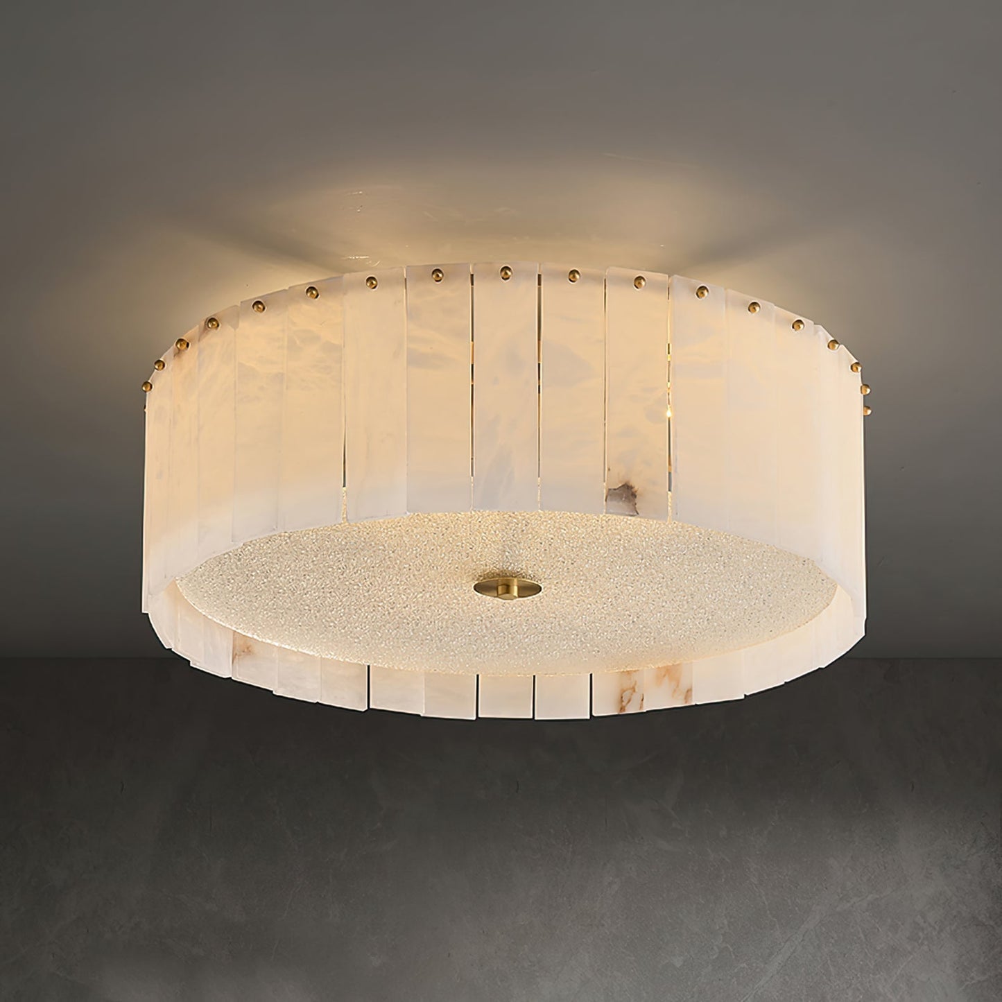 AlabasterAura - Ceiling Lamp with Alabaster Detailing and Gentle Radiance