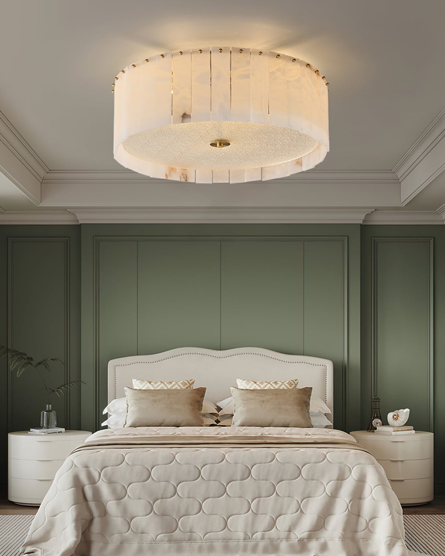 AlabasterAura - Ceiling Lamp with Alabaster Detailing and Gentle Radiance