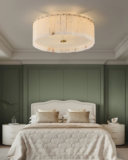 AlabasterAura - Ceiling Lamp with Alabaster Detailing and Gentle Radiance