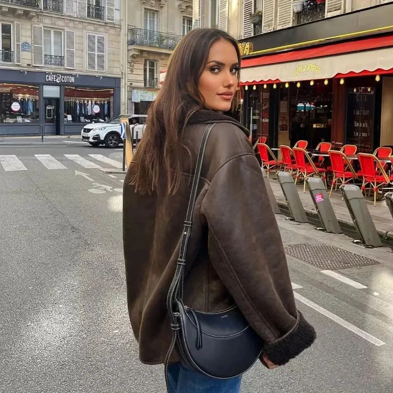 Emily | Elegant Warm Leather Jacket Women 2