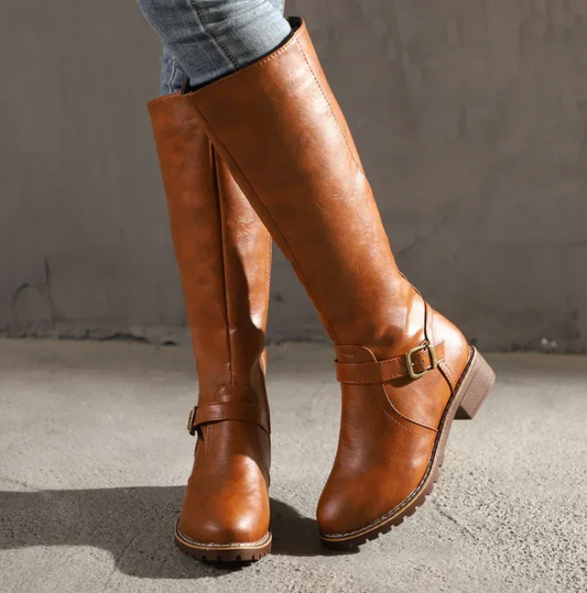 Emma | Elegant Brown Knee High Boots 0