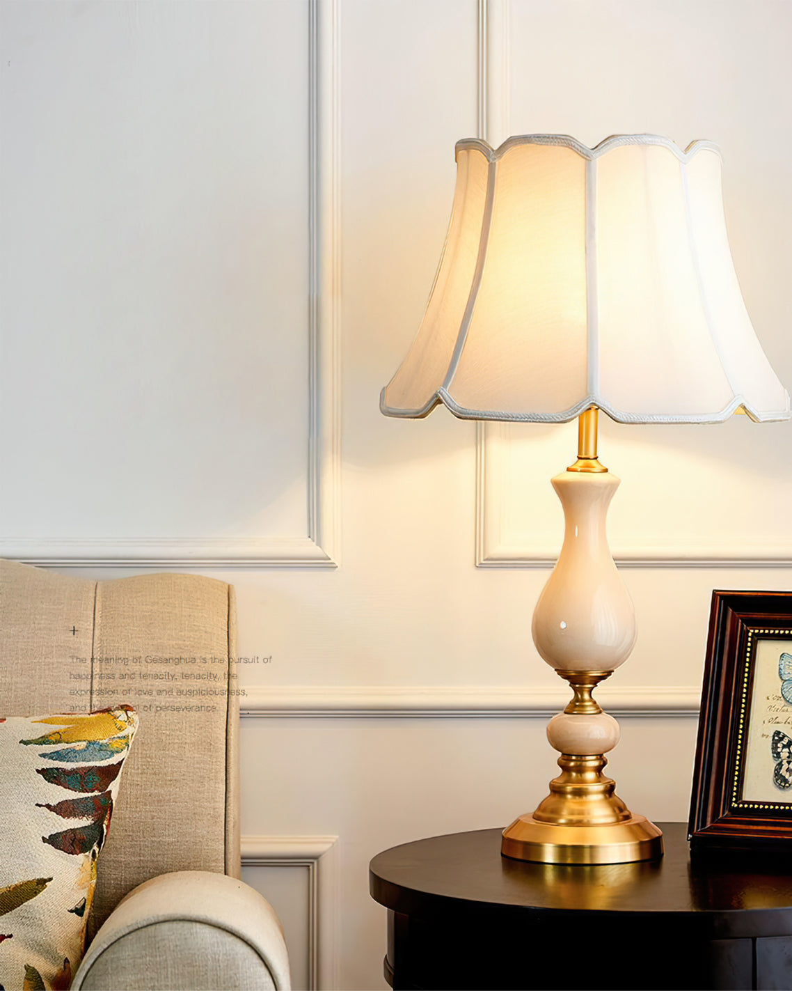 LuxeCraft – Elegant Ceramic and Brass Table Lamp