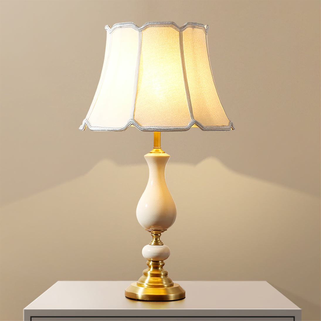 LuxeCraft – Elegant Ceramic and Brass Table Lamp