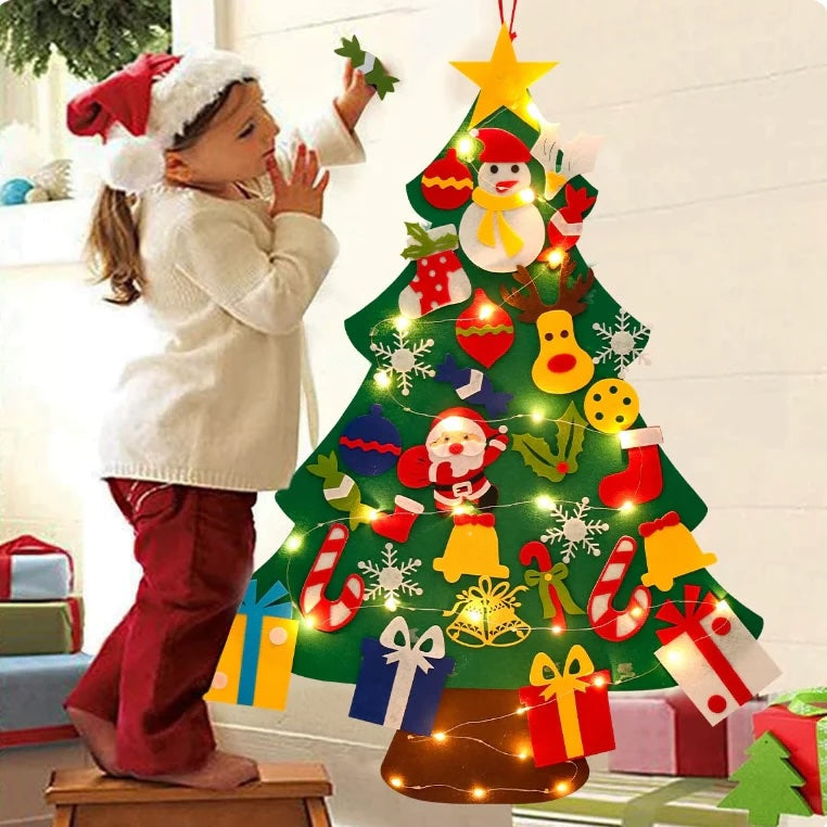FeltJoy | Creative Interactive Christmas Decoration Wall Tree with Lights 0