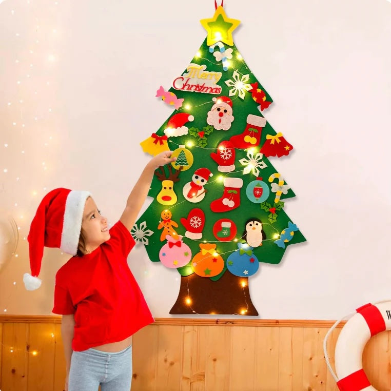 FeltJoy | Creative Interactive Christmas Decoration Wall Tree with Lights 2